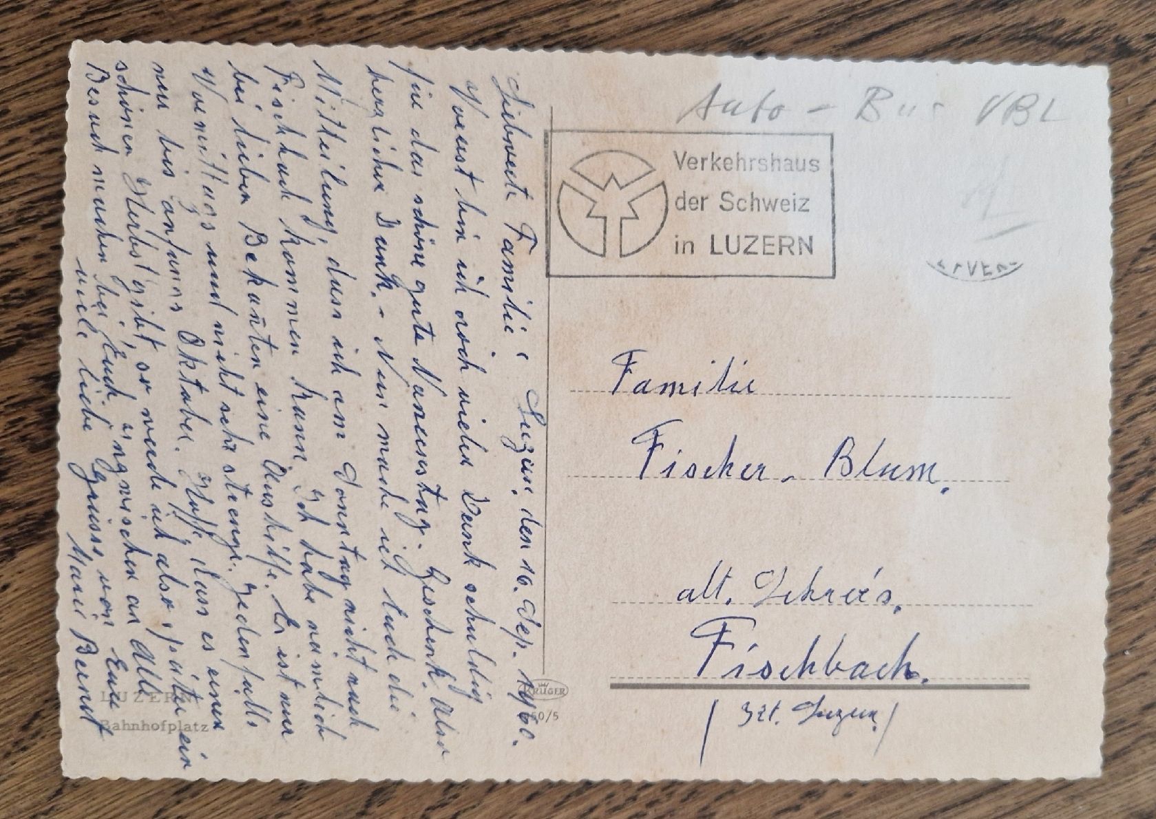 Cartoline postali: Luzern, Bahnhofplatz, Autos, Bus 1960 – Usato da Ebikon venduto da Donar50 1