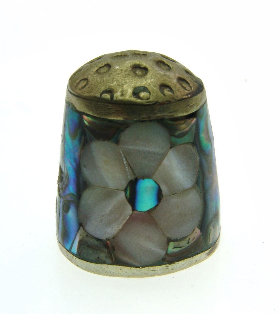 Ditali: Fingerhut mit Muster Perlmutt (6) Blume – Usato da Langenthal venduto da Sherkaan