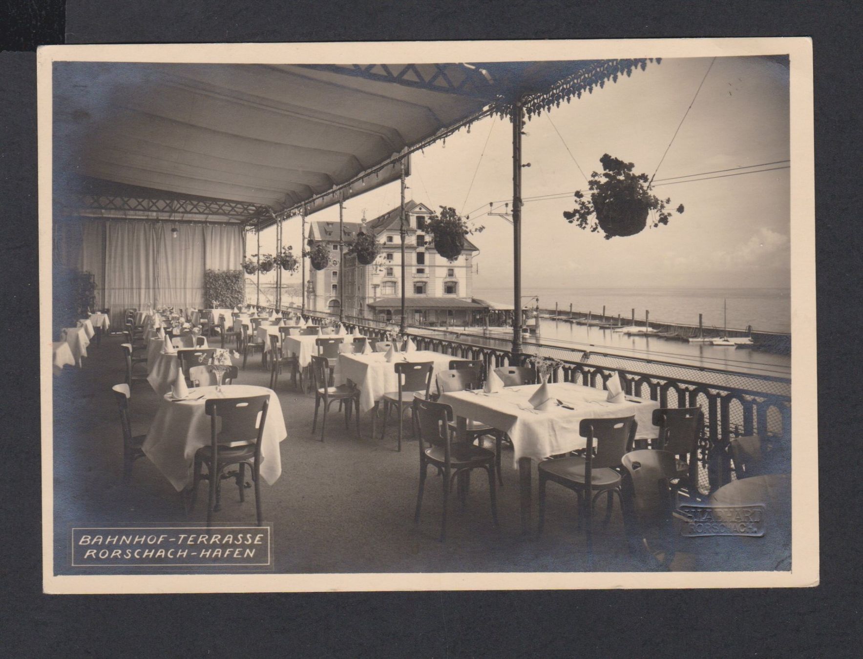 Cartoline postali: Rorschach - Hafen   :   Ansichtskarte mit Bahnhof-Terrasse – Usato da Vitznau venduto da Ropaku