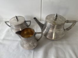 Antikes Kaffeeservice, versilbert, 3-teilig, Vintage Look