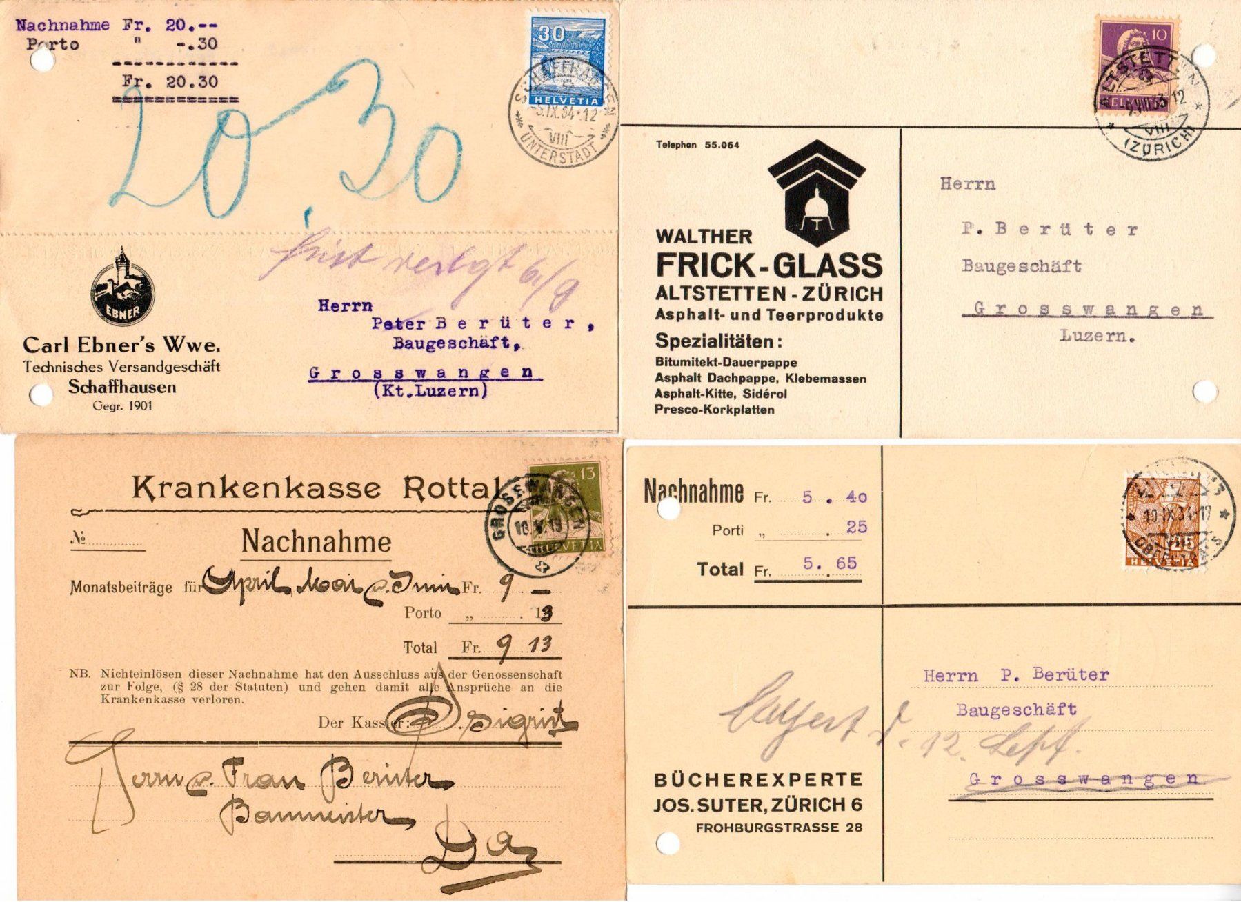 Tutti i francobolli: 4 Postkarten – Usato da Wolhusen venduto da Curver9
