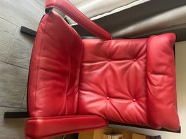Sessel Leder Rot Sesselgebrauchsspuren