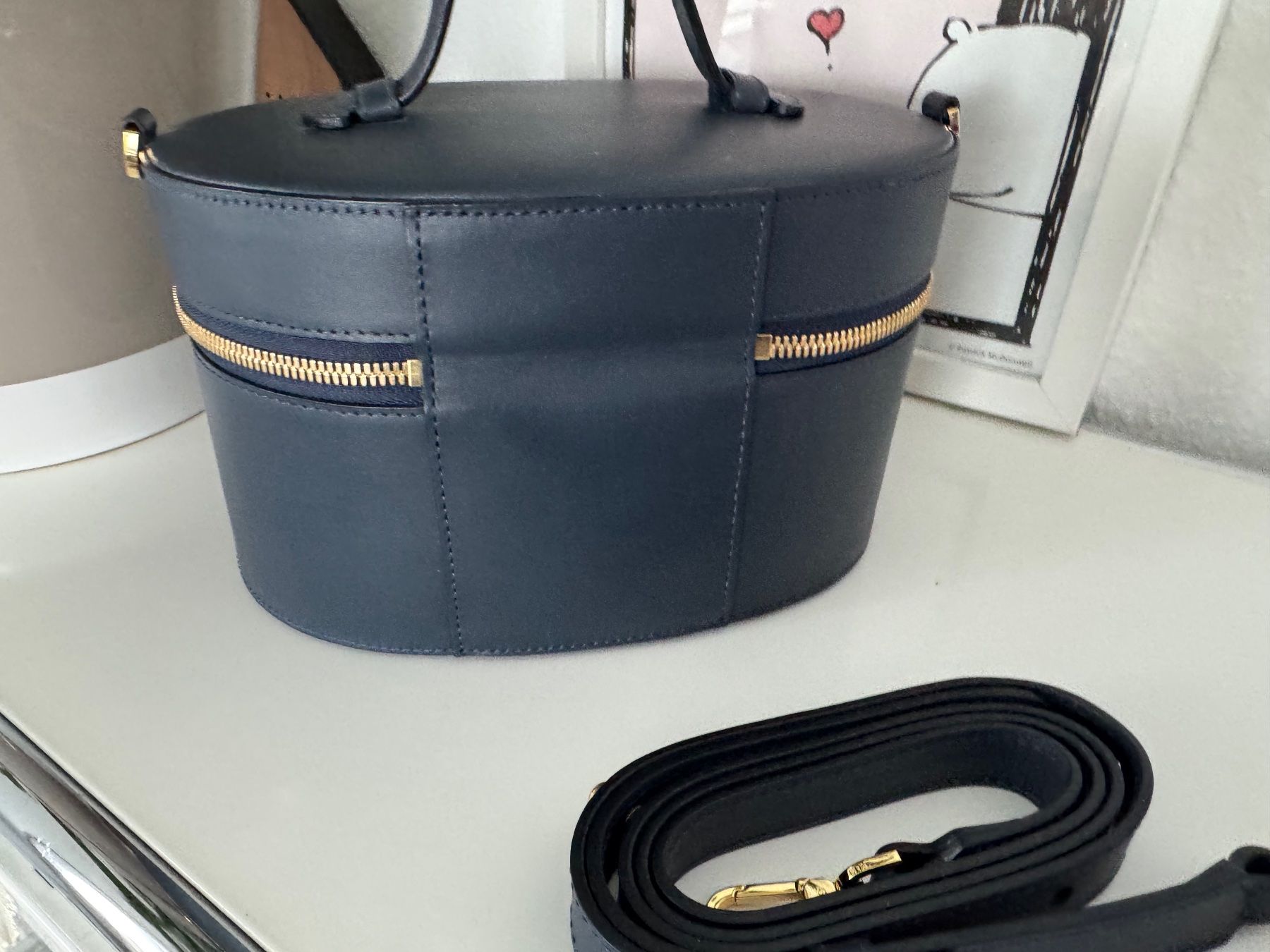 Mansur Gavriel Borse: MANSUR GAVRIEL Calf Train Case, Blau abnehmb. verst. Gurt – Usato da Zuerich venduto da Moochie 2