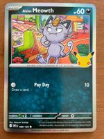 Pokemon Alolan Meowth Holo 30 Jahre (Versand gratis)