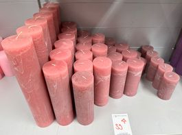 039 Posten Raureif Kerzen altrosa aus Liquidation