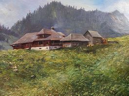 Öl Gemälde - Knubelalp Schirmberg - L. Bucher 1931