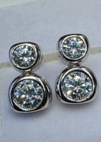 Boucles d'oreille argent avec diamants moissanite de 1 ct