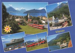 Vitznau (LU) – Zug der Rigi-Bahn am Vierwaldstättersee