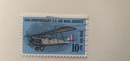 Briefmarke USA 10 Cent Air Mail 50th Anniversary gestempelt