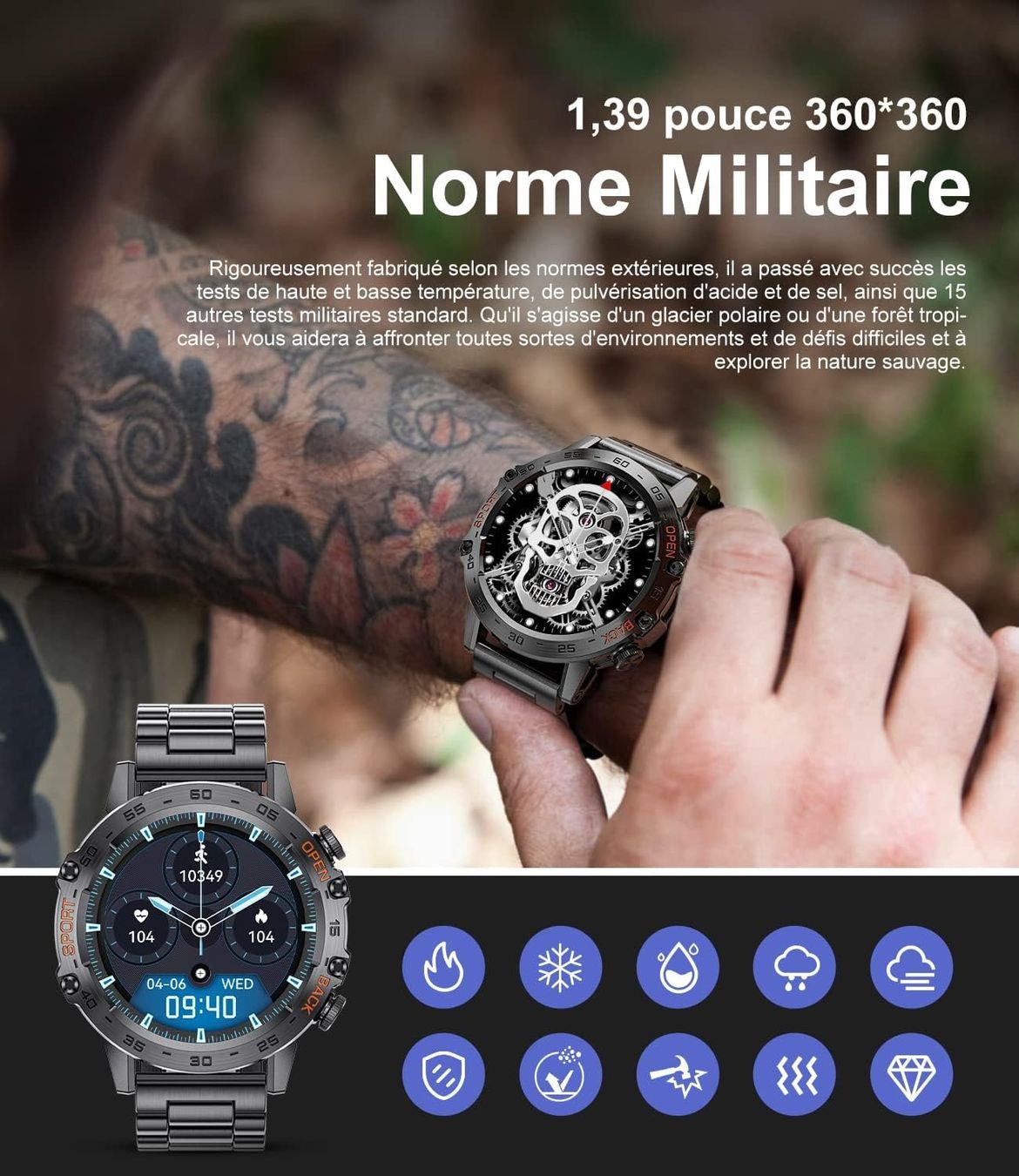 Smartwatch: Outdoor Multifunktion Smartwatch mit 2 Armbändern – Nuovo e nell'imballaggio originale da Châtelaine venduto da topshop.switzerland 4