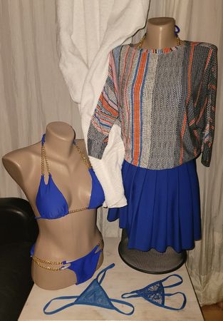 Bikini blue, jupe bleue, Sommerset Blau, blu garderobe d'été