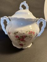 Biedermeier Porzellan Zuckerdose  um 1840  Rosen - Dekor