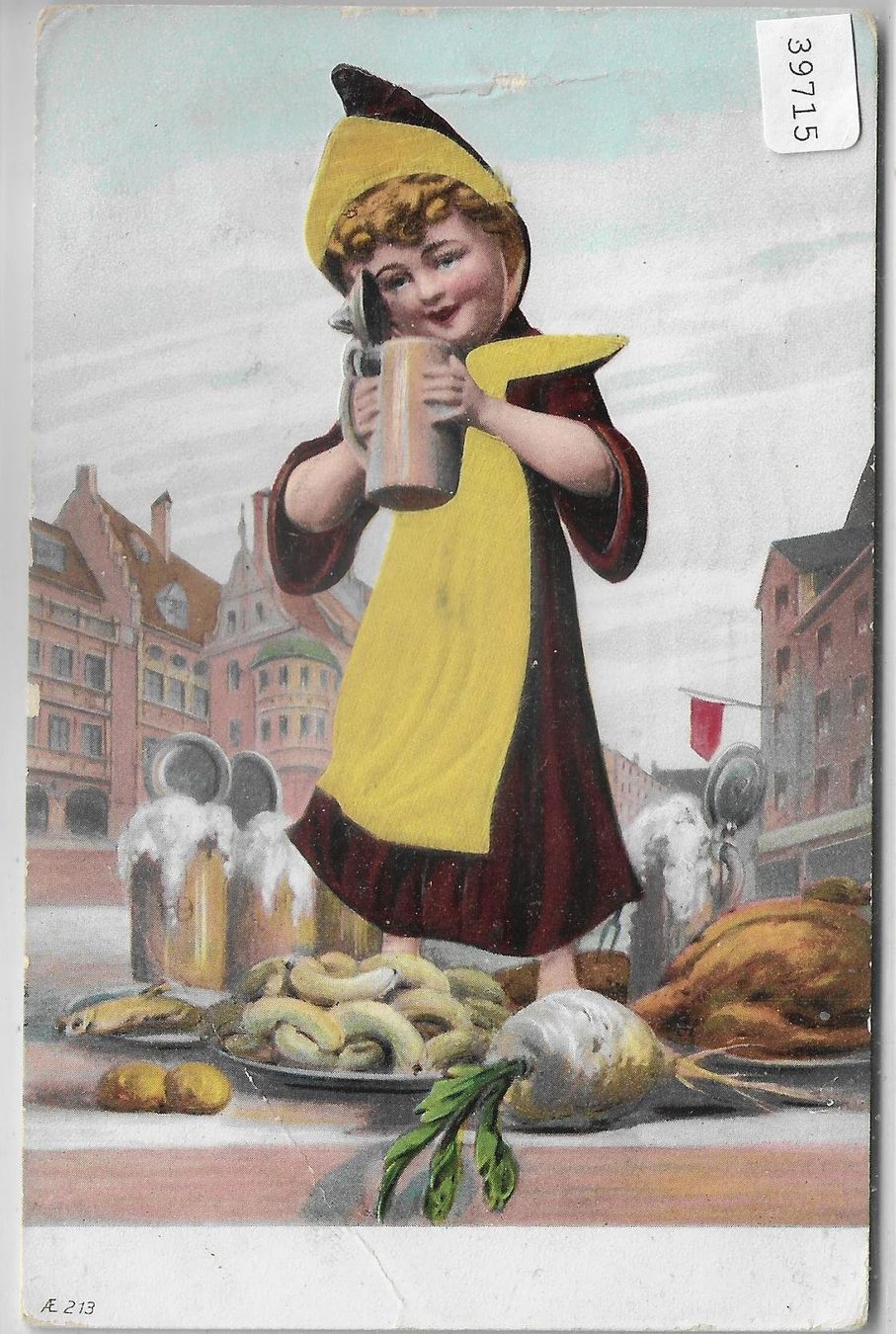 Cartoline postali: Kleines Mädchen mit Bierkrug - Samt-Karte – Difettoso da Ettingen venduto da Kartenplanet
