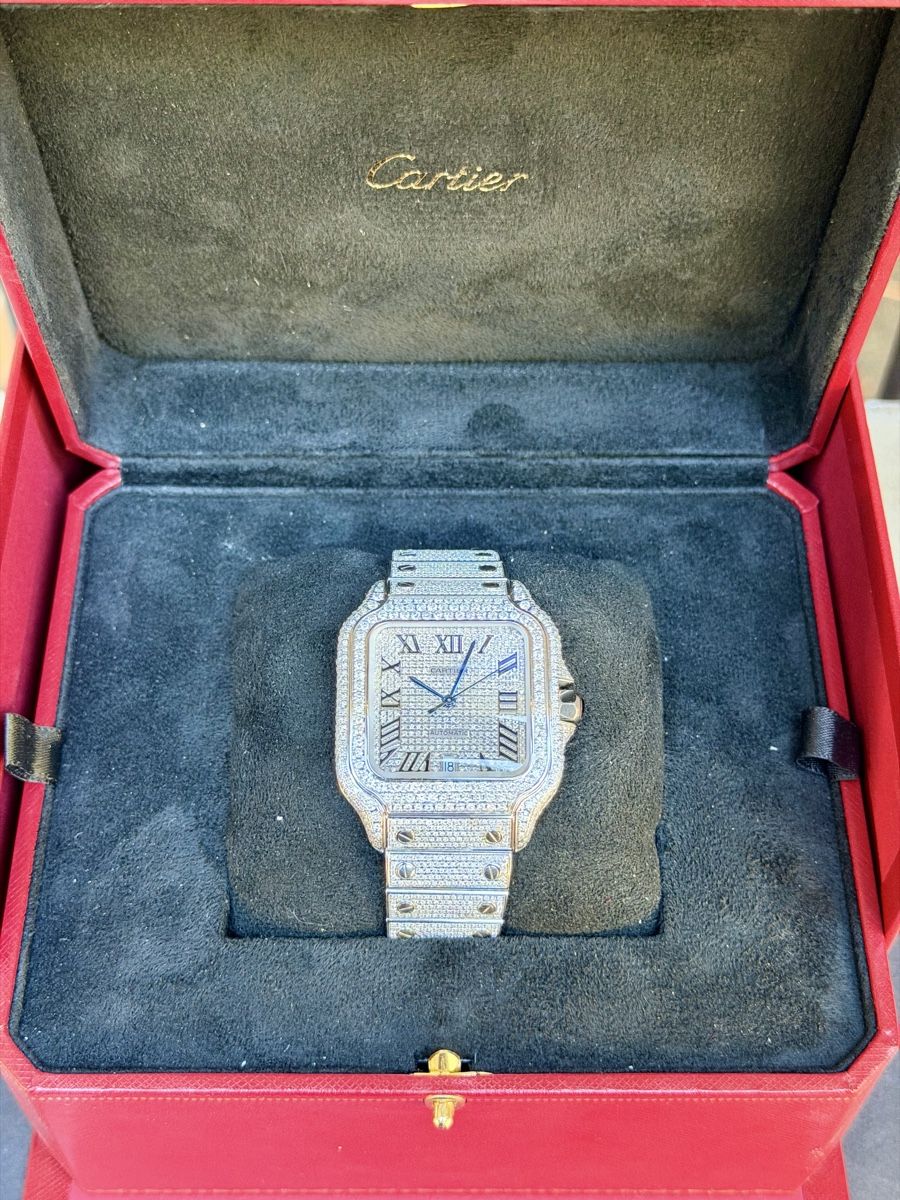 Cartier Orologi: Cartier Santos Iced Out Automatic Fullset Neu – Nuovo (secondo la descrizione) da Winterthur venduto da YSCHU