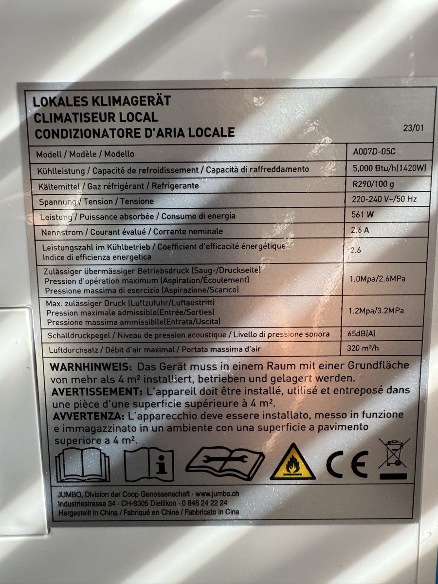 Condizionatori: Klimagerät ayce mobil mit Abluftschlauch – Nuovo (secondo la descrizione) da Unterkulm venduto da mahu87 4