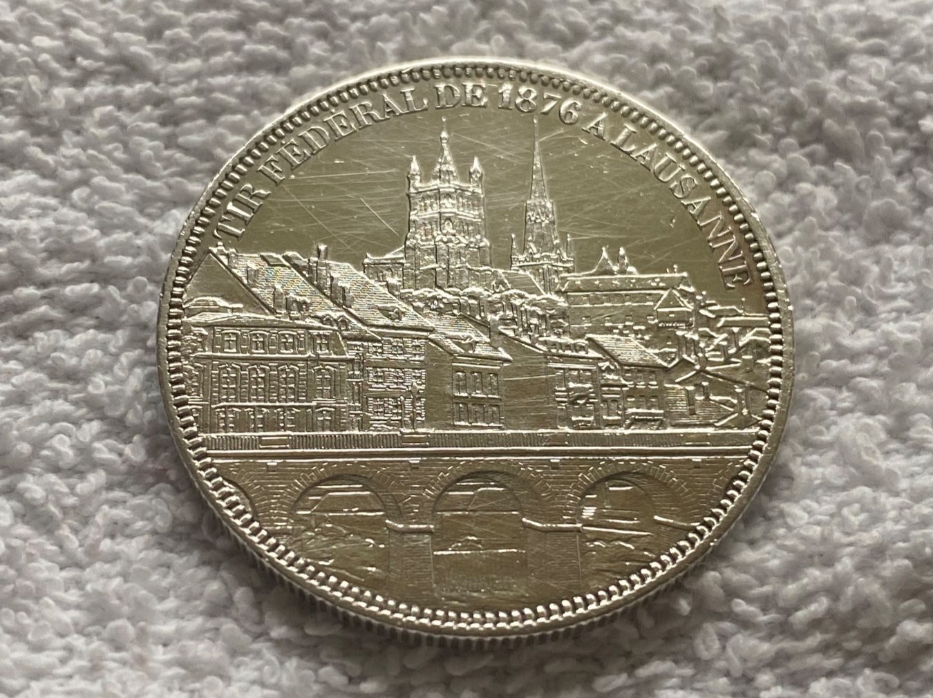 Alle Münzen: 5 francs/Franken 1876 Lausanne – Gebraucht aus Nyon von Ilmi09 3