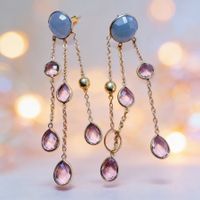 Boucles d’oreilles Quartz et Calcédoine