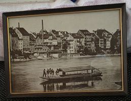Historische Schwarz -Weiss Fotografie Klingentalfähre Basel