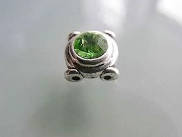 Strassperle grün   versilbert   8x5mm