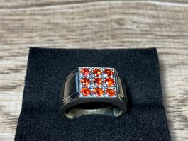 Oranger Saphir Ring 💎✨ Silber Massiv 98% vergoldet S307