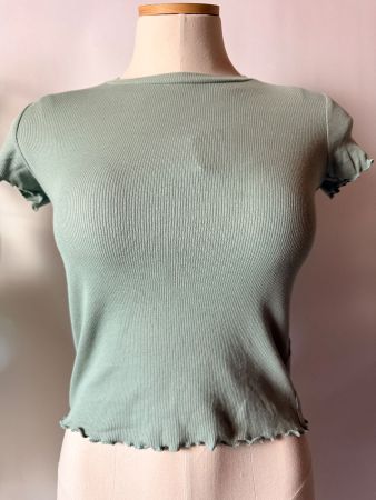 HUNKEMÖLLER, Top Cotton Rib, Gröss XS, Farbe Olivgrün