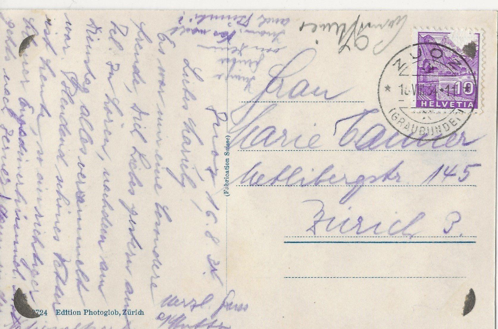 Cartoline postali: Zuoz, Dorfplatz, 1934 – Usato da Frauenfeld venduto da Merk52 1