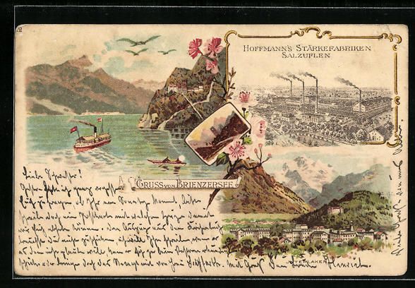 Cartoline postali: Litho Interlaken, Ortsansicht mit Brienz – Usato da Berlin venduto da bartko-reher