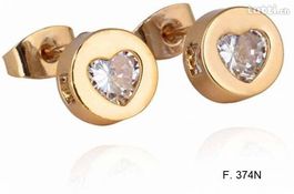 Ohrstecker Herz Zirkonia  Rose neu