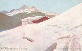 Davos (GR) Winteransicht oberhalb des Ortes, Rhätische Bahn
