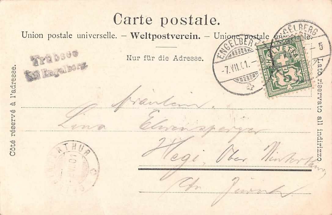 Cartoline postali: GRUSS aus TRÜBSEE - alte Ansichtskarte 1901 STAB-O – Usato da Winterthur venduto da SchatzchischtliWinti 1