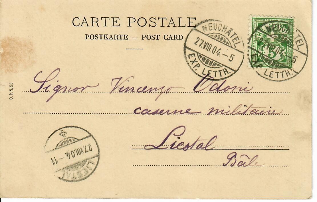 Cartoline postali: Neuchâtel 1904 – Usato da Hochdorf venduto da Ziegel-16 1