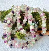 Vintage Fluorit Longkette 83cm handgefertigt Unikat pastell