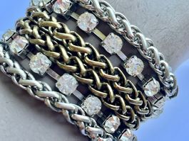 Trendiges Ketten Armband mit Strasssteinen, neuwertig!