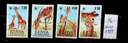 AFRIQUE KENYA SÉRIE BEAUX TIMBRES NEUFS** 1989. GIRAFES/JT66