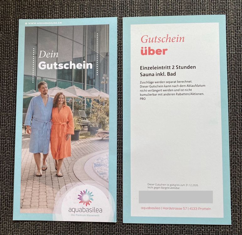 2 x Gutschein für aquabasilea ( Sauna inkl. Bad ) (Neu (gemäss ...