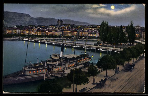 Cartoline postali: Genève, Débarcadère et Pont du Mont-B – Usato da Berlin venduto da bartko-reher