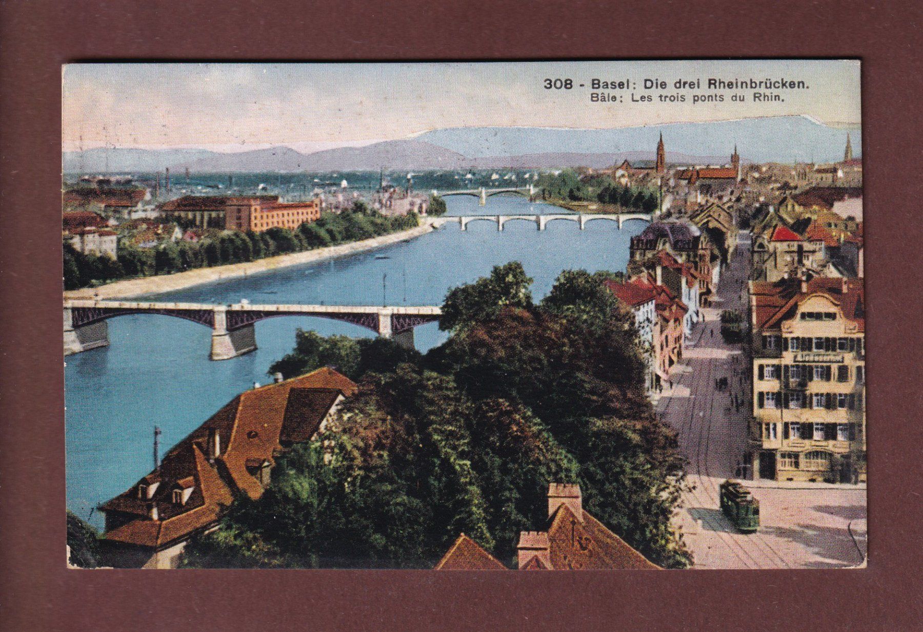 Cartoline postali: BASEL - Die 3 Rheinbrücken - 1925 – Usato da Pully venduto da nicecards-shop