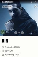 2x RIN Stehplatz Tickets  Hallenstadion Zürich, 04.12.2026