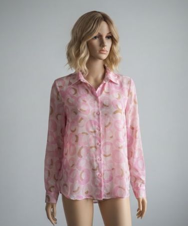 Chemisier Luisa Cerano rose motif cercles M/L