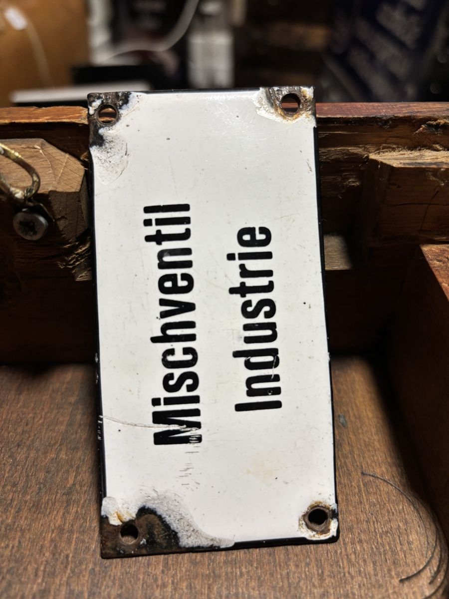 Insegne: Emailschild, Hinweisschild, Mischventil Industrie – Usato da Staufen venduto da timelessvintage