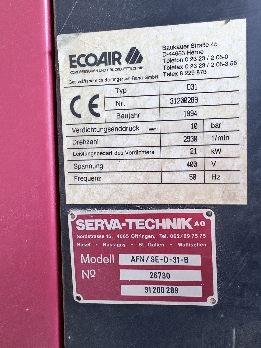 Compressori: Schraubenkompressor EcoAir D31 – Usato da Trübbach venduto da pzajjG 5