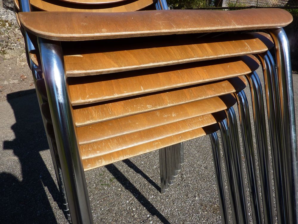 7 Stühle Holzstühle Stapelstühle Seminarstühle stapelbar 6