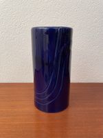 Zylindrische 70er Design Keramik Vase dunkelblau vintage
