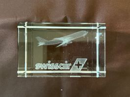 Swissair Rarität Hologramm Plexiglas Jumbo Jet B747 Souvenir