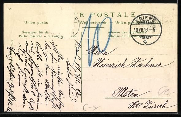 Ansichtskarten: Kriens, Hotel Sonnenberg mit Briefmarken – Gebraucht aus Berlin von bartko-reher 1