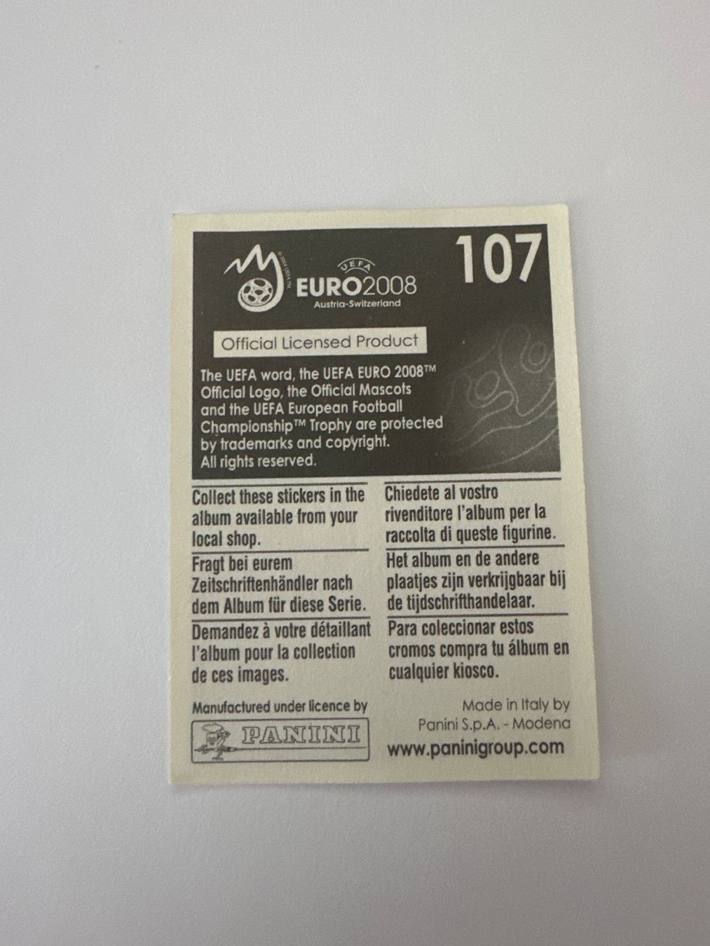 Panini Cartes à collectionner: Panini UEFA EM 2008 Sticker - Nr. 107 – D'occasion à Sulz AG par DealWerk 1