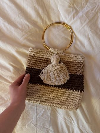 Crochet Summer Bag with Gold Handles