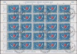 1958, Nr.338 Bogen (Atomkonferenz) +Ersttags-Stempel.