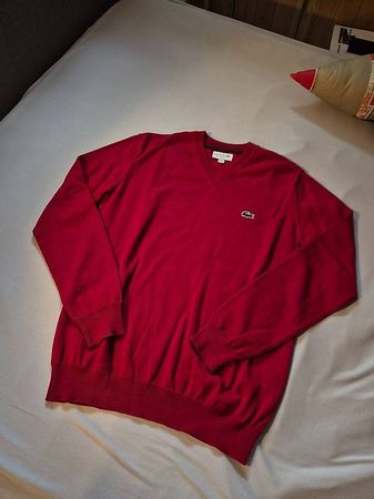 Lacoste Herrenpullover wie neu! Grösse M, rot, V-Ausschnitt