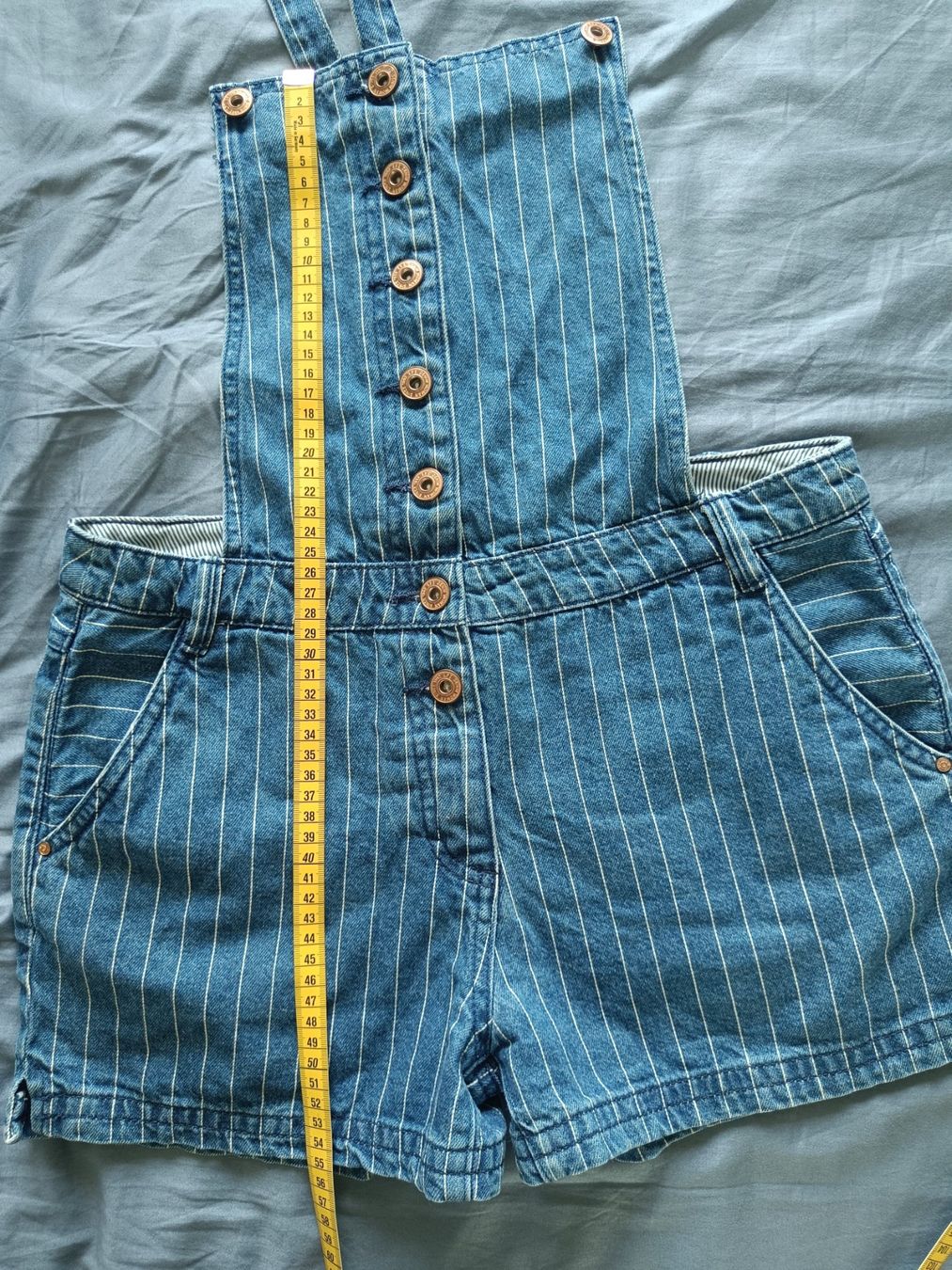 Tute: 100 cotton-Summer overalls - Denim + white vertical stripes – Usato da Rotkreuz venduto da Prelovedswitzerland 5